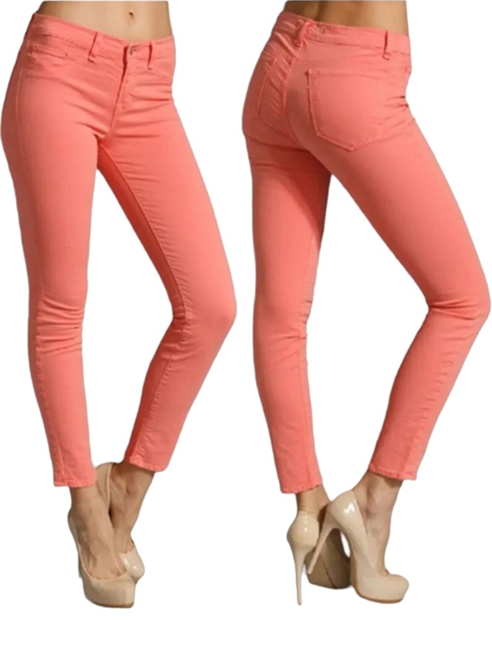 J Brand Skinny Jeans Mid-Rise Coral Made in USA
